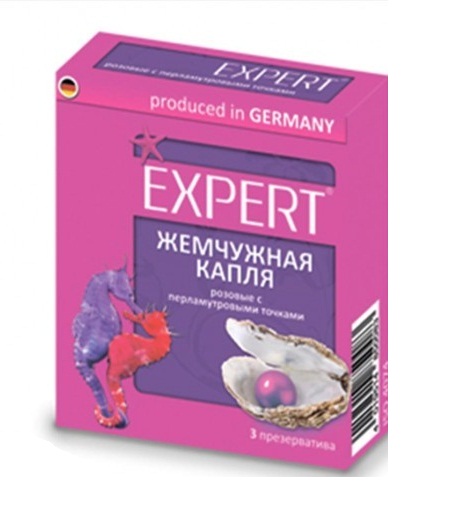 Презервативы Expert ''Жемчужное капля'' розовые с перламутровыми точками №3