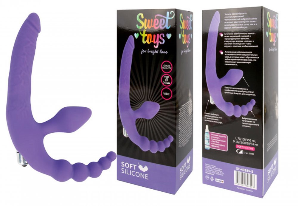 Страпон двойной Sweet toys фиолетовый 34 см
