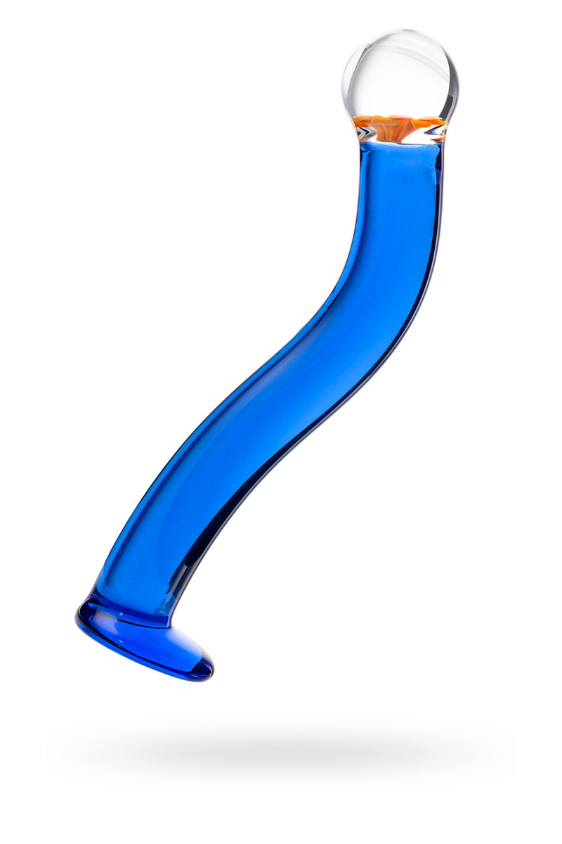 Фаллоимитатор стеклянный синий 19 см