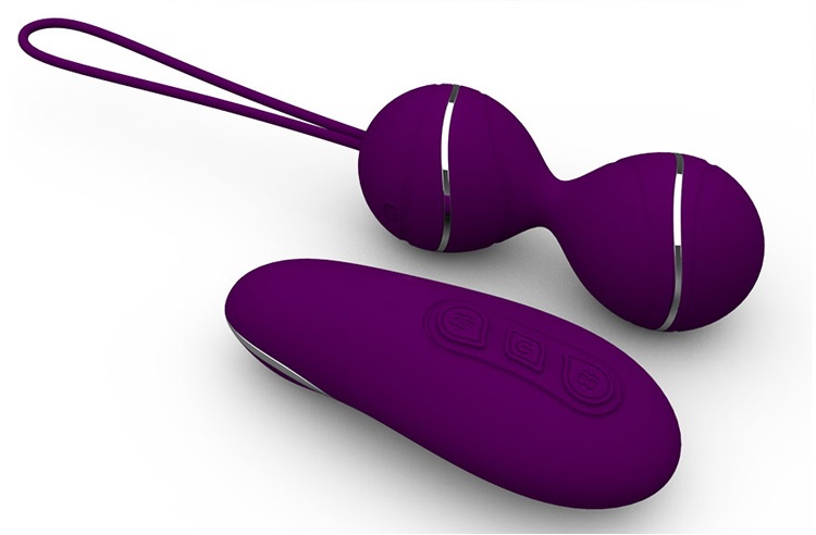 Вагинальные шарики с вибрацией и пультом Hyman фиолетовые