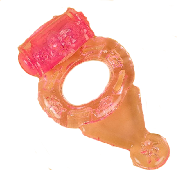 Кольцо эрекционное с вибрацией и хвостиком розовое