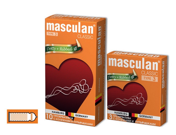 Презервативы Masculan Classic 3 с колечками и пупырышками Dotty + Ribbed 10 шт