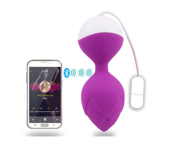 Вагинальные шарики с вибрацией и управлением со смартфона MonSa фиолетовые