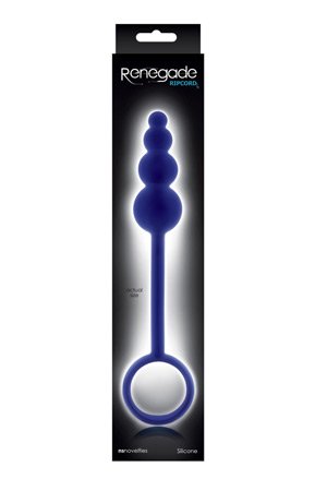 Анальные бусы Renegade - Ripcord на длиной рукоятке синие 22 см